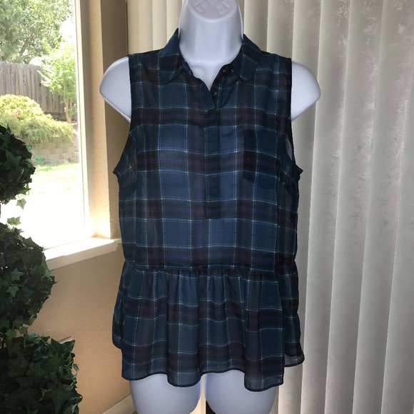 American Eagle Outfitters Tops - American Eagle Outfitters Blouse | Blue Plaid | Medium